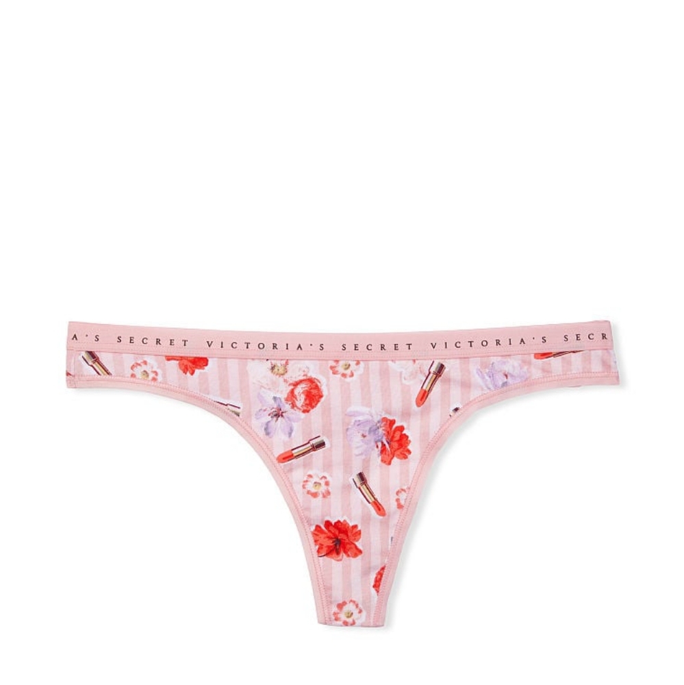 Victoria secret lipstick pink logo thong size extra small